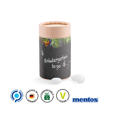 Papierdose Eco Midi mit Mentos Kaudragee Mint, inkl. Druck