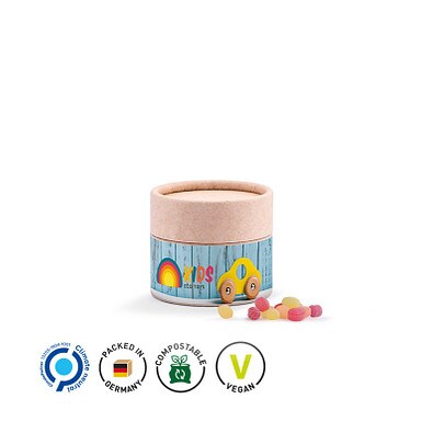 Papierdose Eco Mini, Fruchtmix Bonbons, inkl. Druck