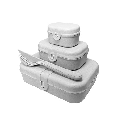 koziol Lunchbox-Set Pascal Ready mit KLIKK-Besteck, organic grey koziol Lunchbox-Set Pascal Ready mit KLIKK-Besteck, organic grey