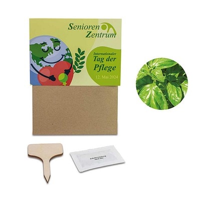 Pflanz-Set, 2er-Set, Basilikum / Gartenkresse, 1-seit. Druck
