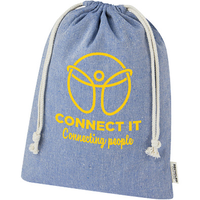 Pheebs 150?g/m2 GRS Zuziehbeutel aus Recyclingbaumwolle groß 4 l, heather blau