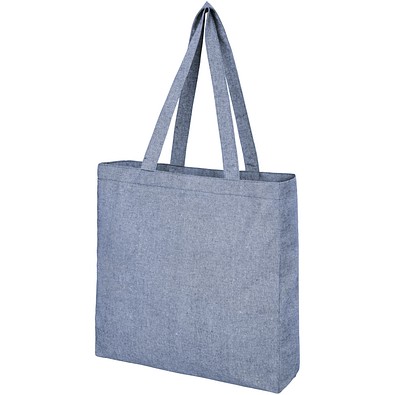 Pheebs 210 g/m² recycelte Tragetasche mit Seitenfalten 13L, heather blau