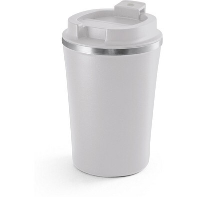 PHELPS CERAMIC. Reisebecher aus Edelstahl mit Keramikbeschichtung innen 470ml, Hellgrau
