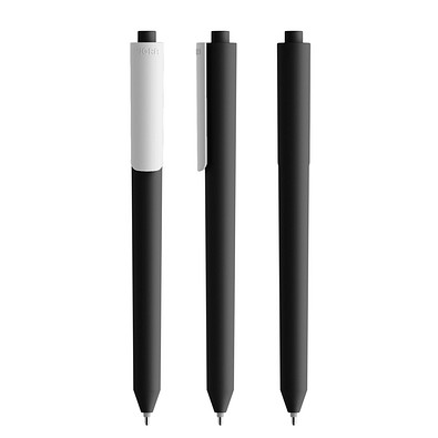 Pigra P03 Soft Touch Push Kugelschreiber, Black-White