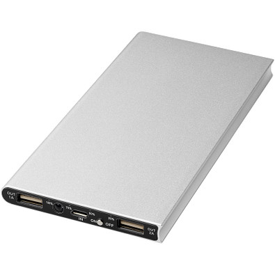 Plate Aluminium-Powerbank, 8.000 mAh, silber