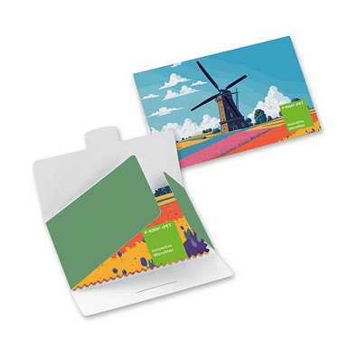 POLYCLEAN rPET Brillenputztuch 21x15 cm im Papieretui, weiss / individuell