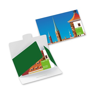 POLYCLEAN rPET Displaytuch 20x20 cm im Papieretui , weiss / individuell