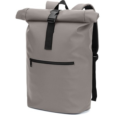 PORTLAND. Roll-Top-Rucksack aus PU mit Laptopfach, 16“, Grau