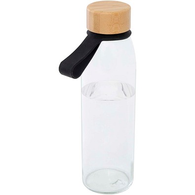 Porto 500 ml Glas-Flasche mit Silikongriff und Bambusdeckel, schwarz