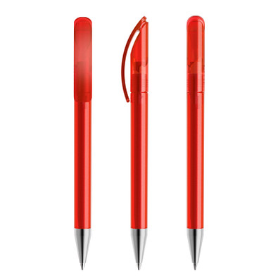 prodir® Drehkugelschreiber DS 3 mit Metallspitze, blaue Mine, rot gefrostet