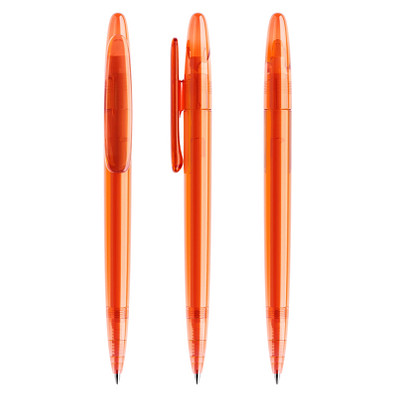 prodir® Drehkugelschreiber DS 5 ohne Metallspitze, blaue Mine, orange transparent