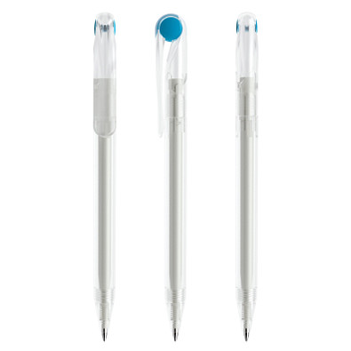 prodir® Drehkugelschreiber DS1 TFF Twist, blaue Mine, klar/cyanblau