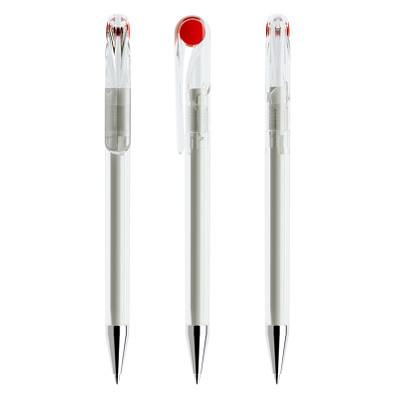 prodir® Drehkugelschreiber DS1 TTC Twist, blaue Mine, klar/rot