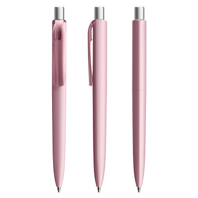 prodir® Druckkugelschreiber DS8 Soft Touch PRR Push, blaue Mine, rosé/silber satiniert