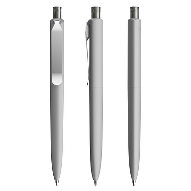 prodir® Druckkugelschreiber DS8 Soft Touch PSR Push, blaue Mine, delfingrau