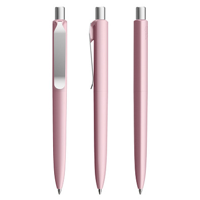 prodir® Druckkugelschreiber DS8 Soft Touch PSR Push, blaue Mine, rosé/silber satiniert