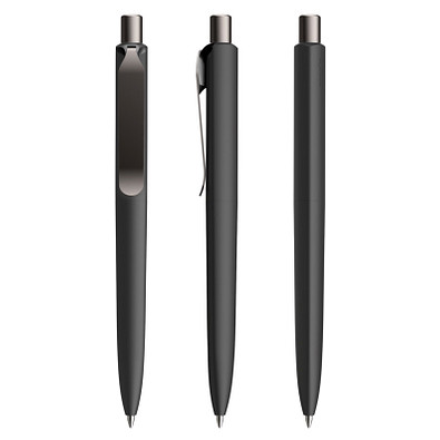 prodir® Druckkugelschreiber DS8 Soft Touch PSR Push, blaue Mine, schwarz/graphit satiniert