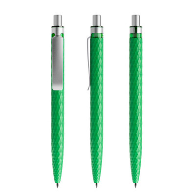 prodir® Druckkugelschreiber QS01 PMS Push, blaue Mine, hellgrün/silber satiniert