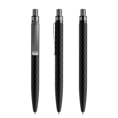 prodir® Druckkugelschreiber QS01 PQS Push, blaue Mine, kohlschwarz/graphit satiniert