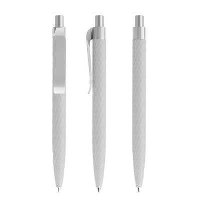 prodir® Druckkugelschreiber QS01 Soft Touch PRP Push, blaue Mine, zementgrau/silber satiniert