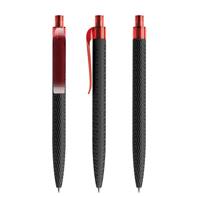 prodir® Druckkugelschreiber QS03 PMT Push, blaue Mine, schwarz/rot