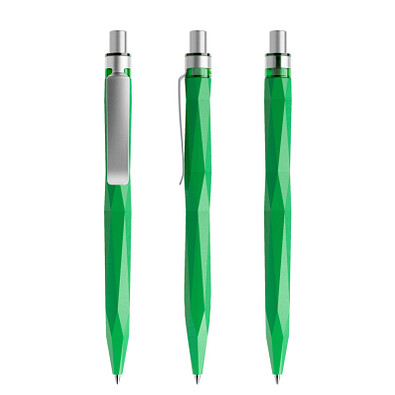 prodir® Druckkugelschreiber QS20 PMS Push, blaue Mine, hellgrün/silber satiniert