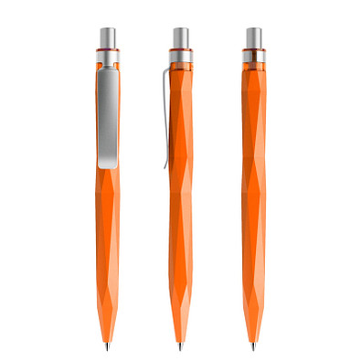 prodir® Druckkugelschreiber QS20 PMS Push, blaue Mine, orange/silber satiniert