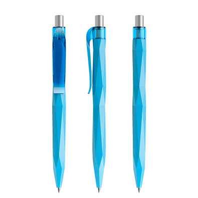 prodir® Druckkugelschreiber QS20 PMT Push, cyanblau/silber satiniert prodir® Druckkugelschreiber QS20 PMT Push, cyanblau/silber satiniert