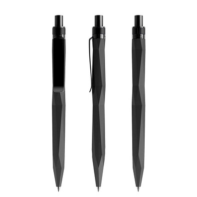 prodir® Druckkugelschreiber QS20 Soft Touch PRS Push, blaue Mine, schwarz/schwarz