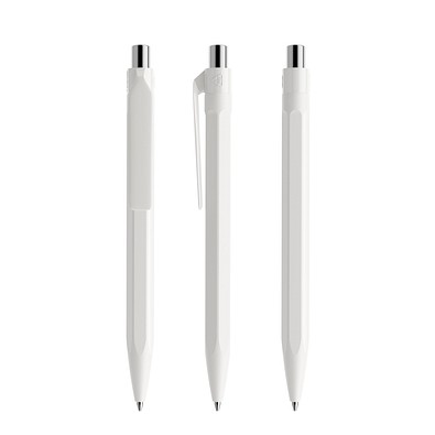 prodir QS50 PMP Push Kugelschreiber, White-Silver chrome finish