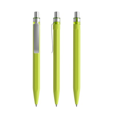 prodir QS50 Soft Touch PRS Push Kugelschreiber, Yellow Green-Silver satin finish