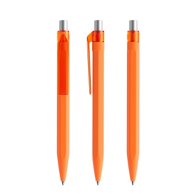 prodir QS50 Soft Touch PRT Push Kugelschreiber, Orange-Silver satin finish