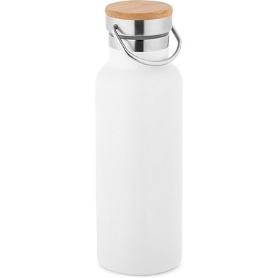 RAGNAR. Trinkflasche aus Edelstahl (36% recycelt) (570 mL), doppelwandig und vakuumisoliert, Weiß