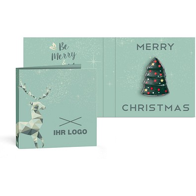 Rausch Plantagen Schokoladen-Figuren in Klappkarte klein, Weihnachtsbaum, inkl. Druck