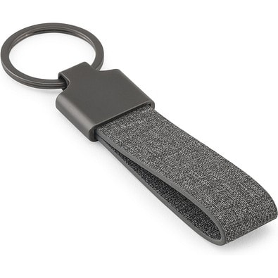 RAVEN. Schlüsselanhänger, rechteckig, aus Metall und recyceltem Pet (30% recycelt), Dunkelgrau