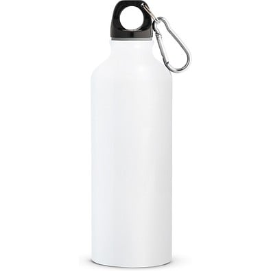RE-LANDSCAPE M. Flasche aus recyceltem Aluminium (100% rAL) 530 mL mit Karabiner, Weiß