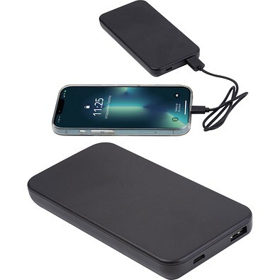 Recycelte Powerbank 10.000 mAh PRESTON, schwarz