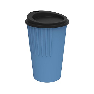 Riffel-Kaffeebecher ToGo, 300 ml, behagliches blau/schwarz