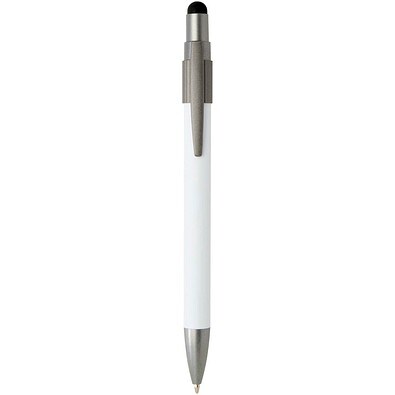 Rill RCS recycelter Kugelschreiber mit Stylus und Fidget Spinner (blaue Mine), weiss