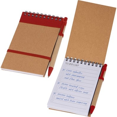 Ringbuch mit Kugelschreiber und "To do Liste" EUGENIO, rot