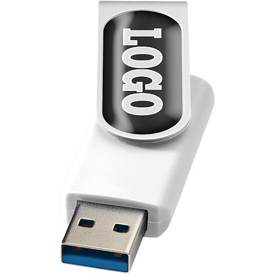 Rotate USB-Stick 3.0 mit Doming, weiss, 128GB