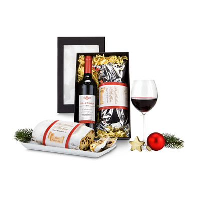 Geschenkset Rotwein & Stollen