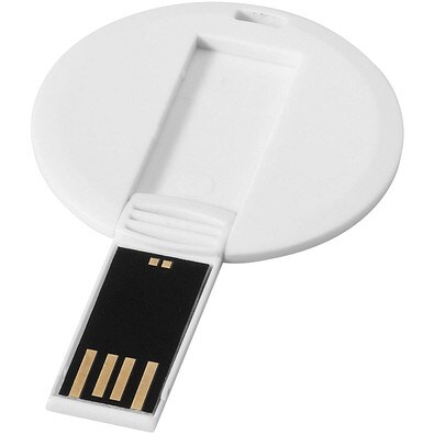 Round Credit Card USB-Stick, weiss, 4GB