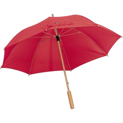 RPET Regenschirm mit Bambusgestänge LETITIA, rot
