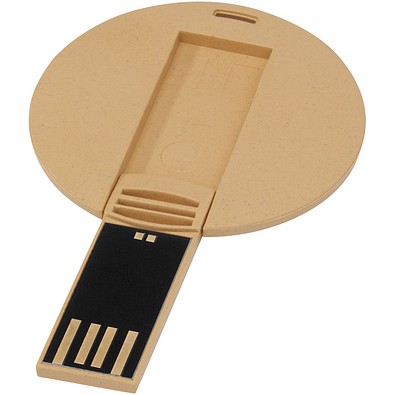 Runder ausklappbarer USB Stick, Kraftpapier, 16GB