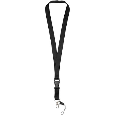 Sagan Lanyard mit abnehmbarer Schnalle und Handyband, schwarz Sagan Lanyard mit abnehmbarer Schnalle und Handyband, schwarz