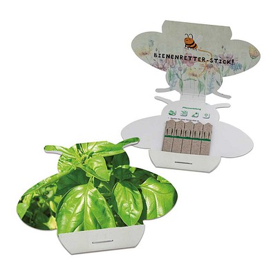 Samen-Stick, Biene, Basilikum, 2-seit. Druck