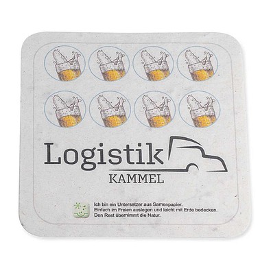 Samenpapier Bierdeckel, eckig, 1-seit. Druck