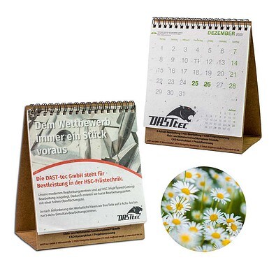 Samenpapier-Tischkalender, Gänseblümchen, 1-seit. Druck
