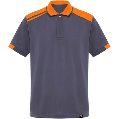 Samurai Kurzärmeliges Poloshirt mit antibakterieller Wirkung, 160 g/m2, unisex, blei/orange, S